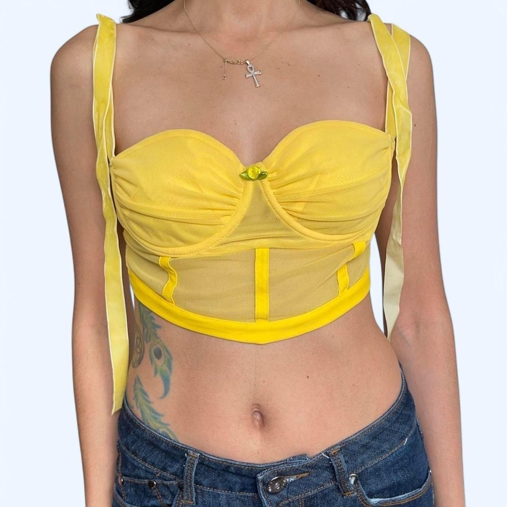 OHS Yellow Mesh Fairy Corset Top 💛